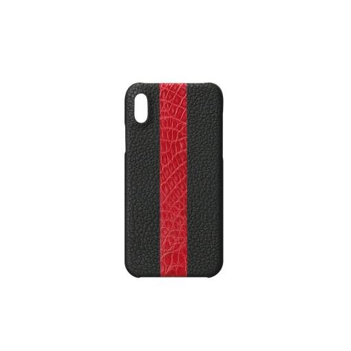 iPhone XXS Case Stripe<br>French Crisp CalfAlligator<br>BlackRed